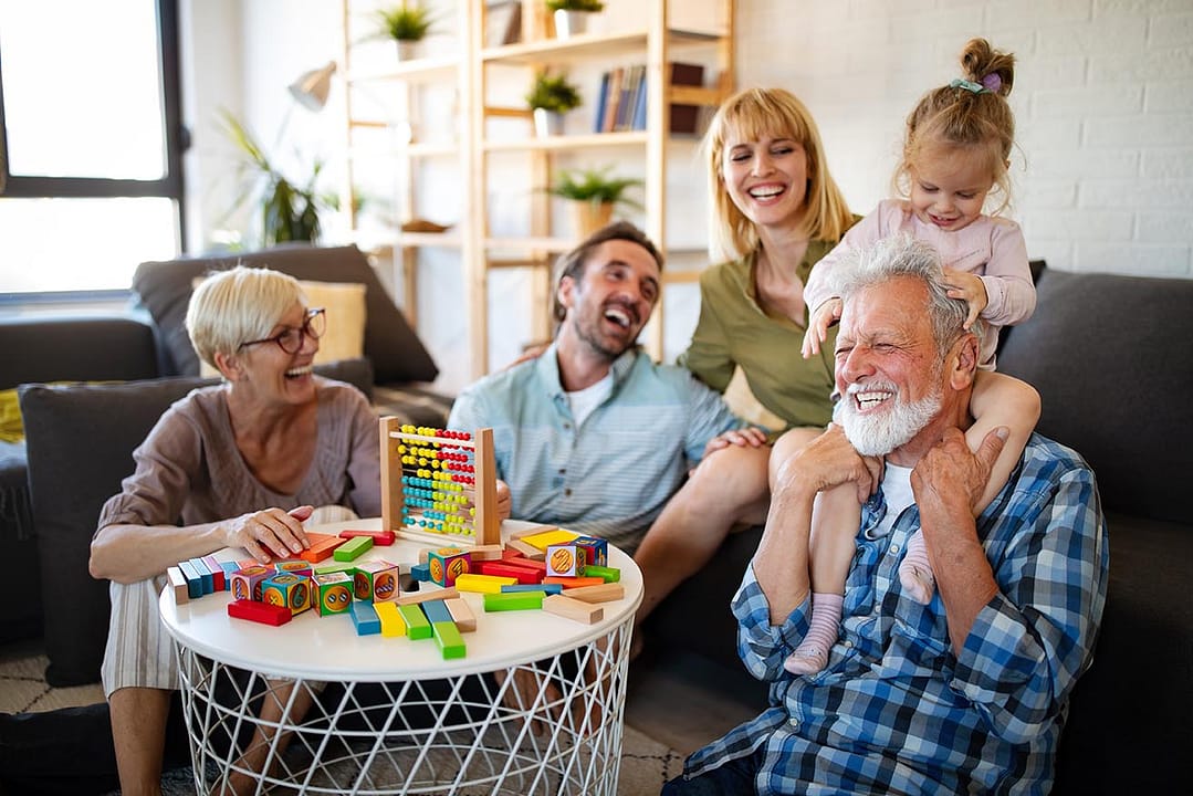 Senior grandparents playing with grandchildren and having fun with family Cognitive Decline Elder Care